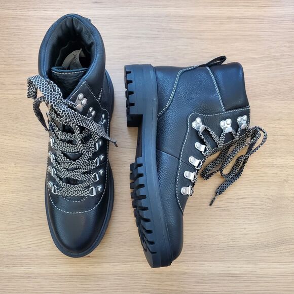 NEW J. Crew Black Leather Hiking Boots - Picture 6 of 13